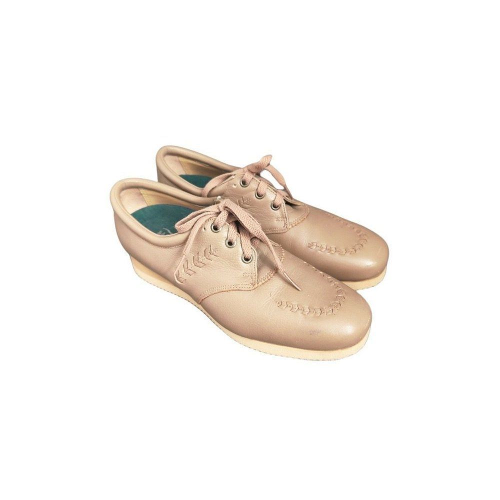 VTG Drew Women's Orthotic Oxford Shoes 10B Lace Up Beige Tan Vibram Sole Com…